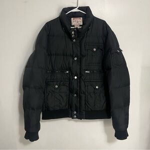 True Religion Black Puffer Zip-Up Jacket Size XL